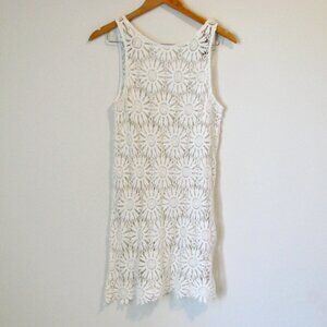 Forever 21 White Floral Crochet Lace Bathing Suit Bikini Cover Up Daisy Medium